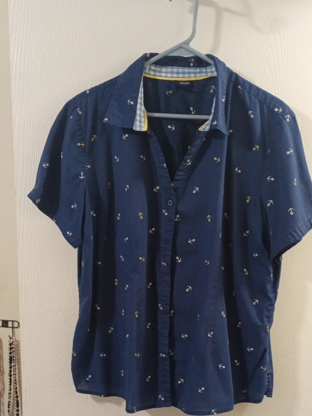 Women's Navy Anchor Print Short-Sleeve Shirt